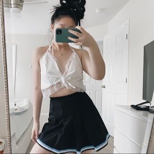 Varsity Striped High Waisted Pleated Skirt